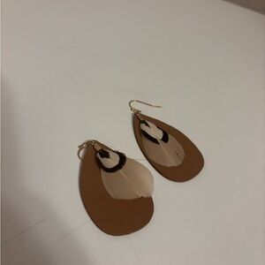 Elegant Brown Feather Earrings